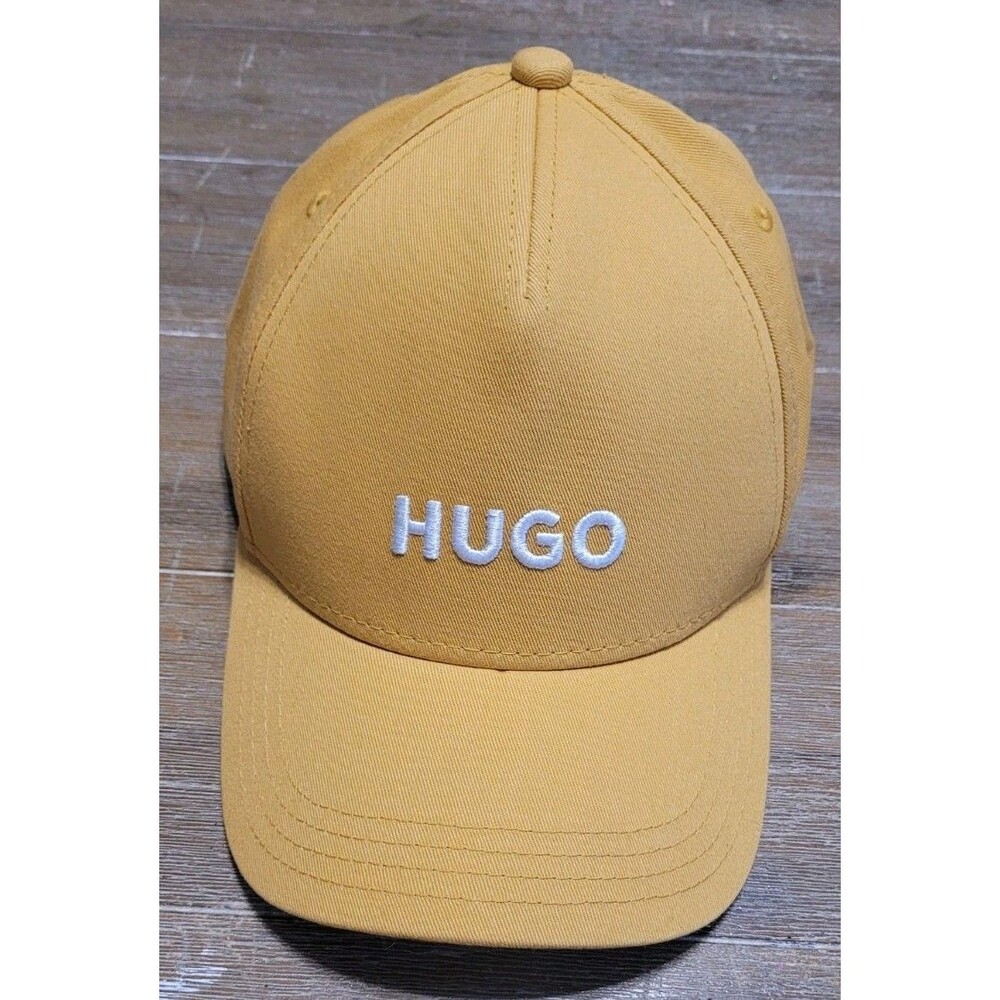 Hugo Boss Mustard Yellow Hat White Logo Snapback Baseball Cap